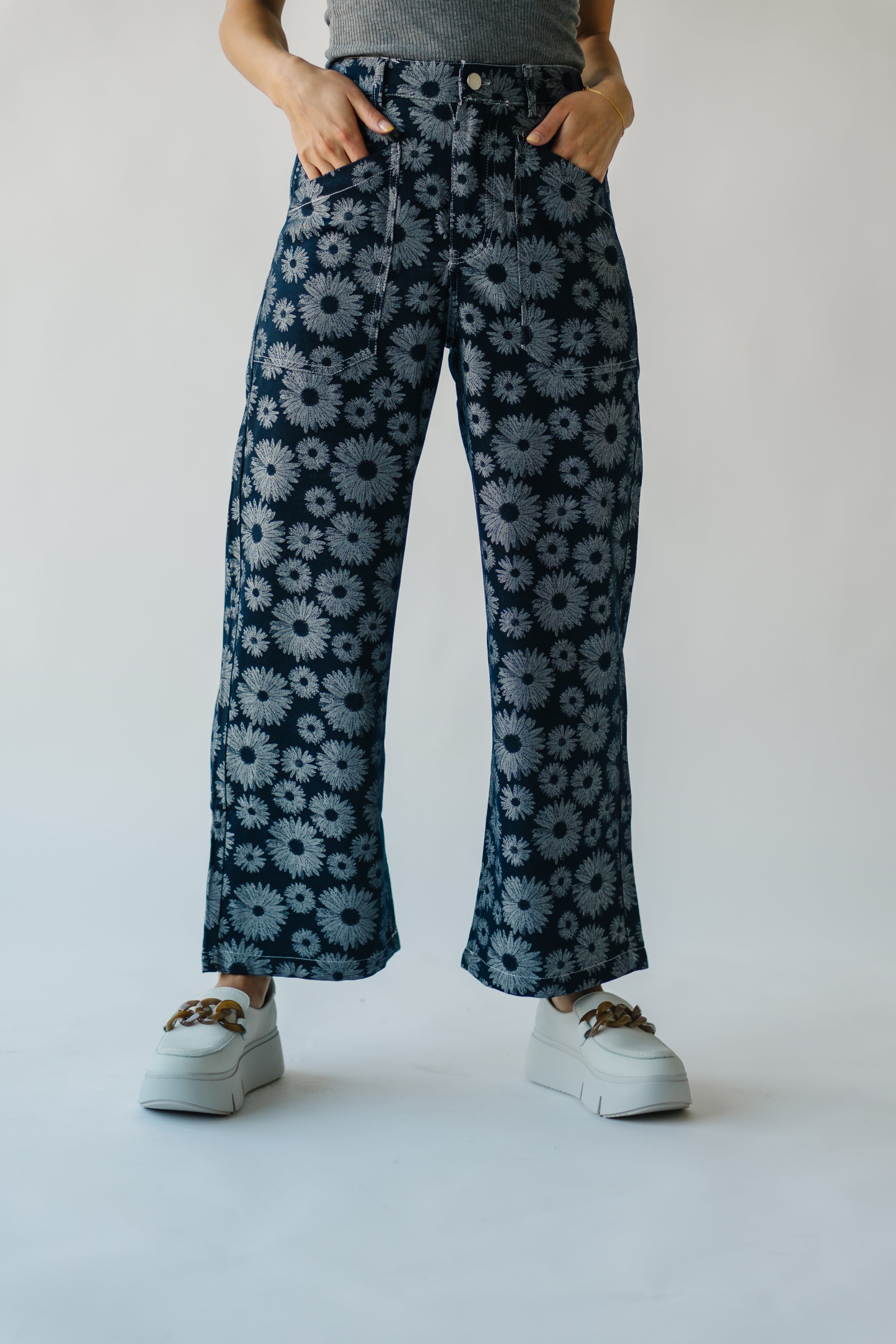 The Delano Denim Pant in Navy Floral