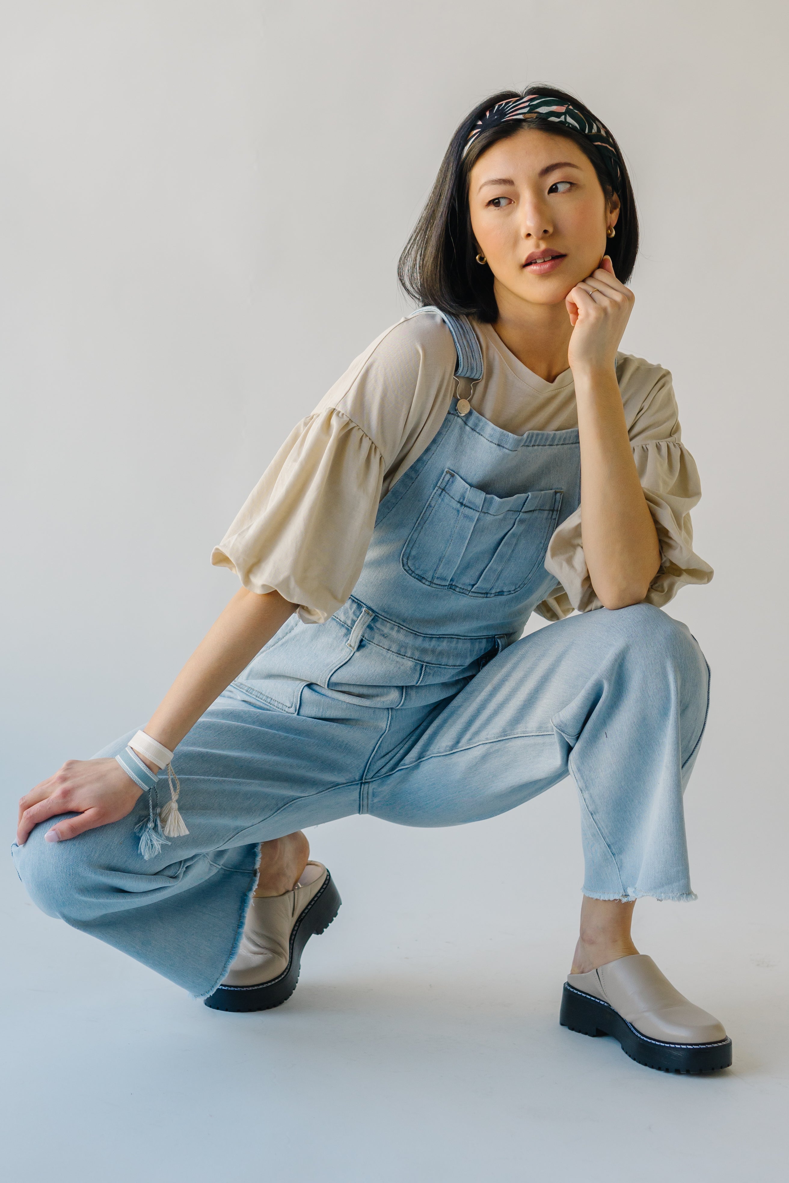 The Fairbanks Wide Leg Overalls in Light Denim