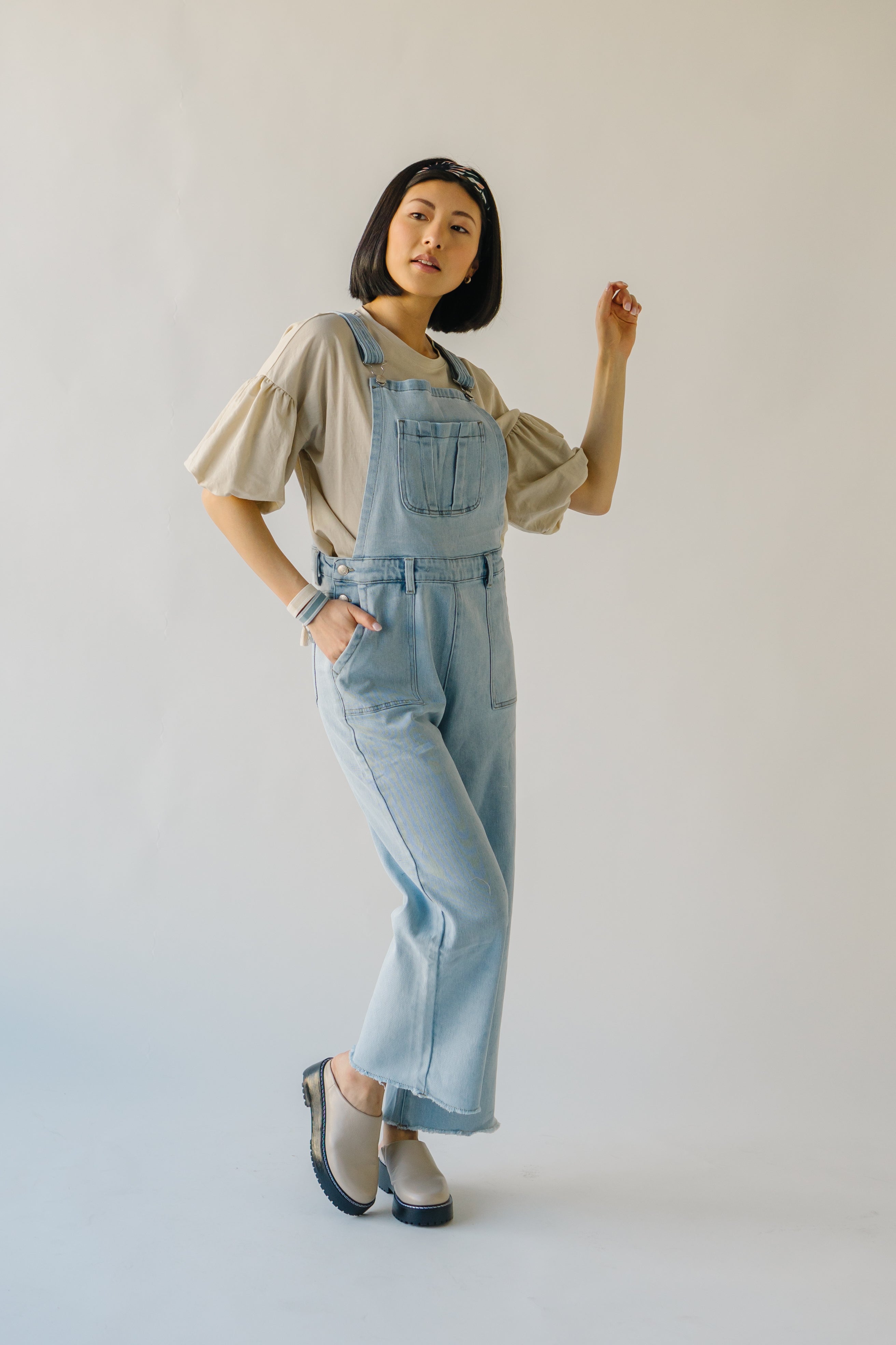 The Fairbanks Wide Leg Overalls in Light Denim