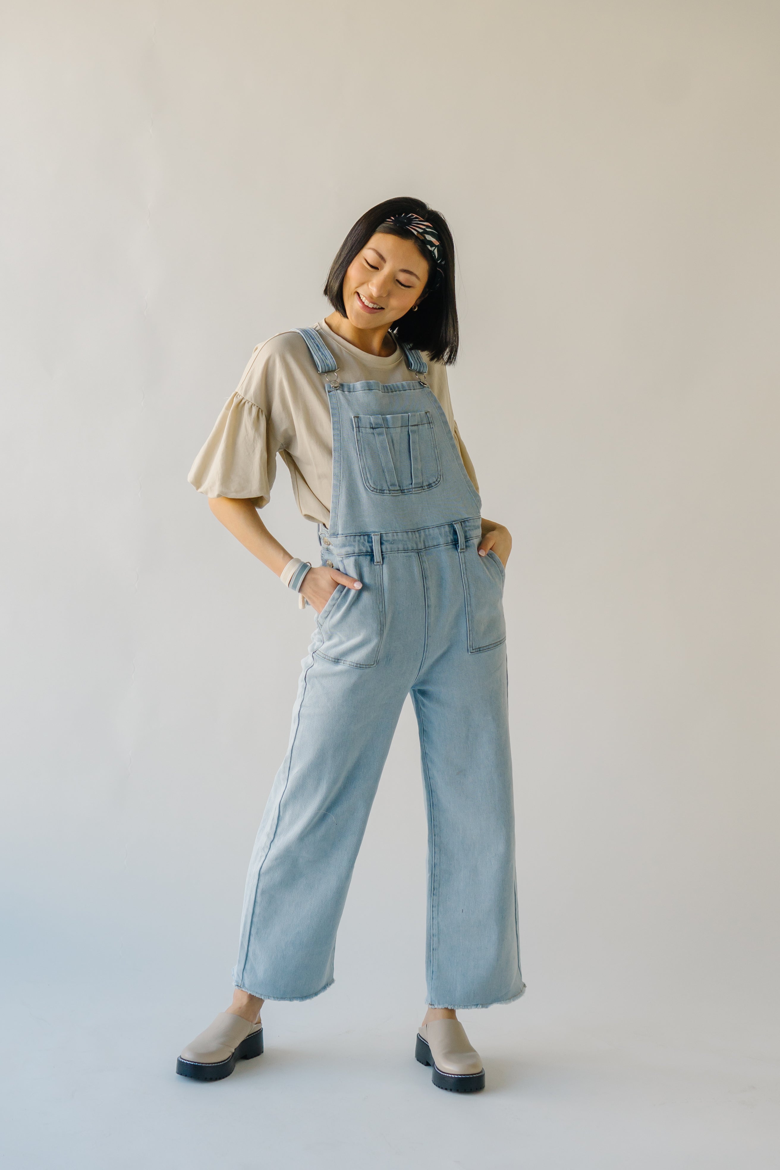 The Fairbanks Wide Leg Overalls in Light Denim