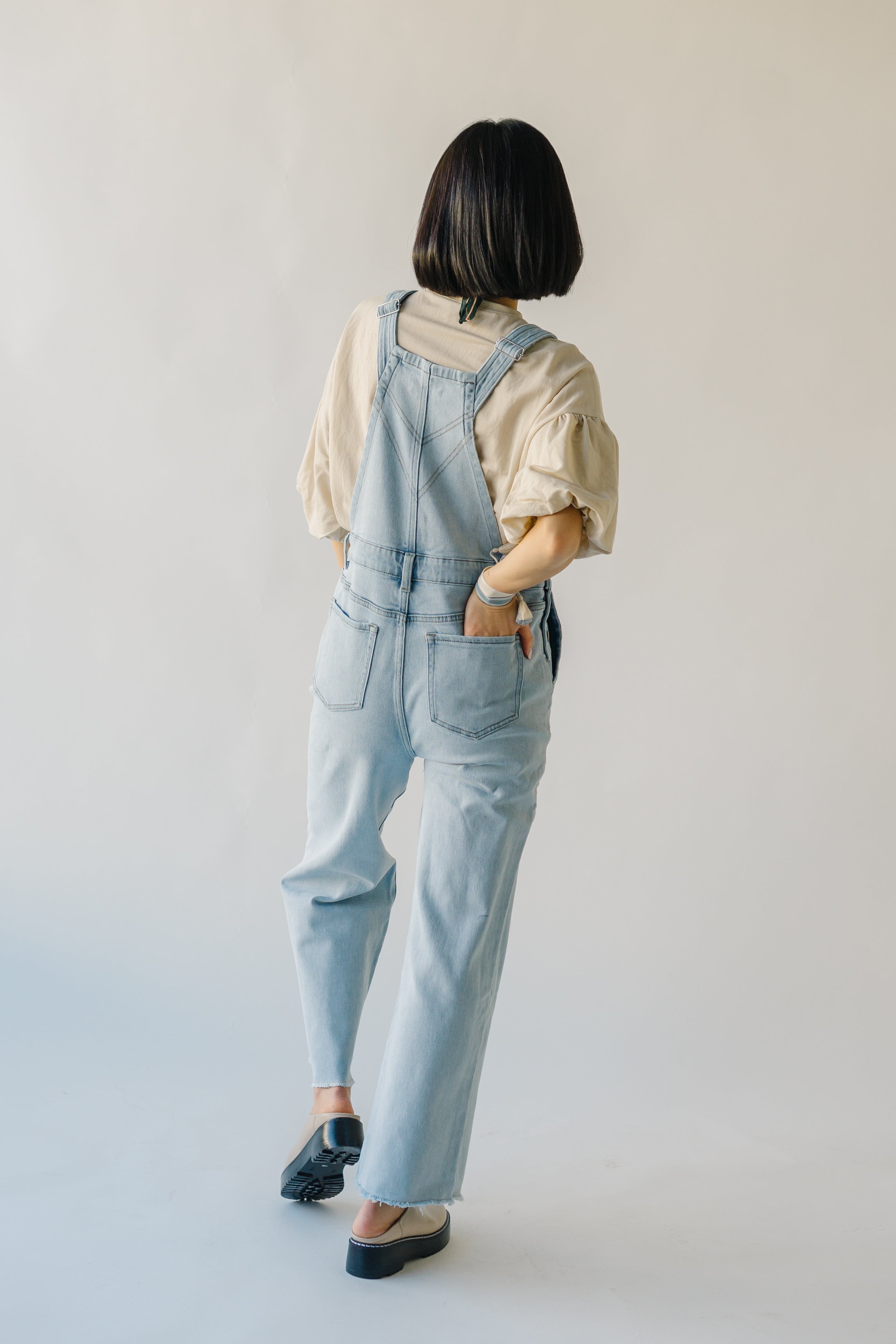 The Fairbanks Wide Leg Overalls in Light Denim