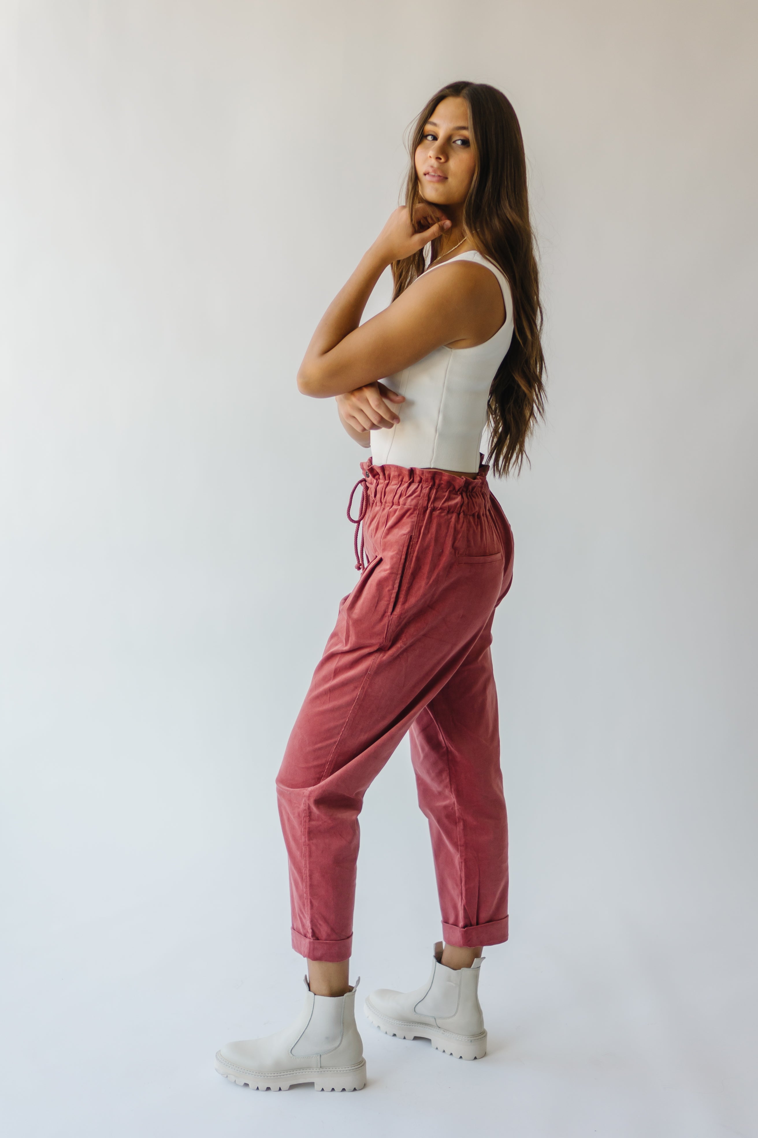 The Girard Waist Pleated Trouser in Rust