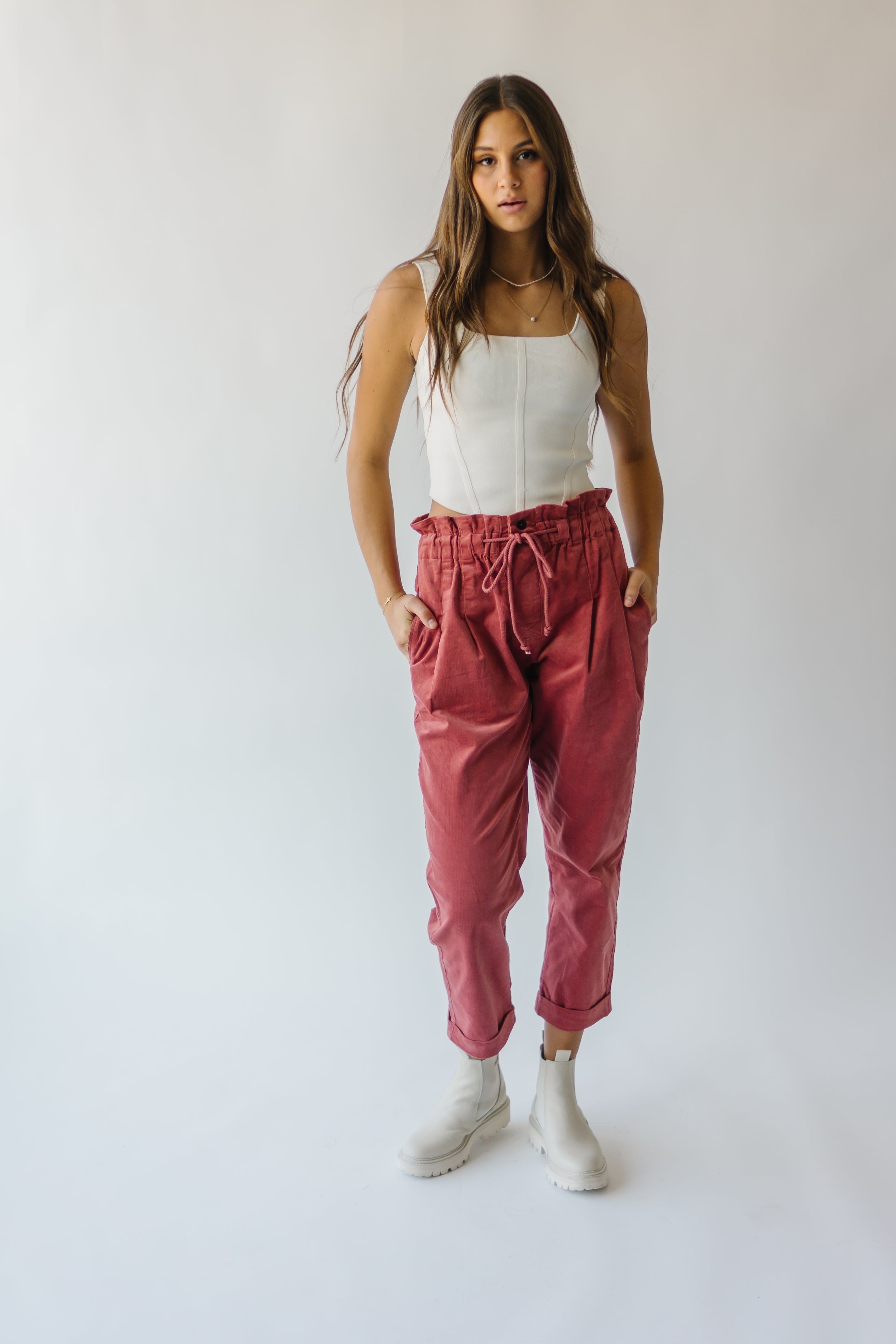 The Girard Waist Pleated Trouser in Rust