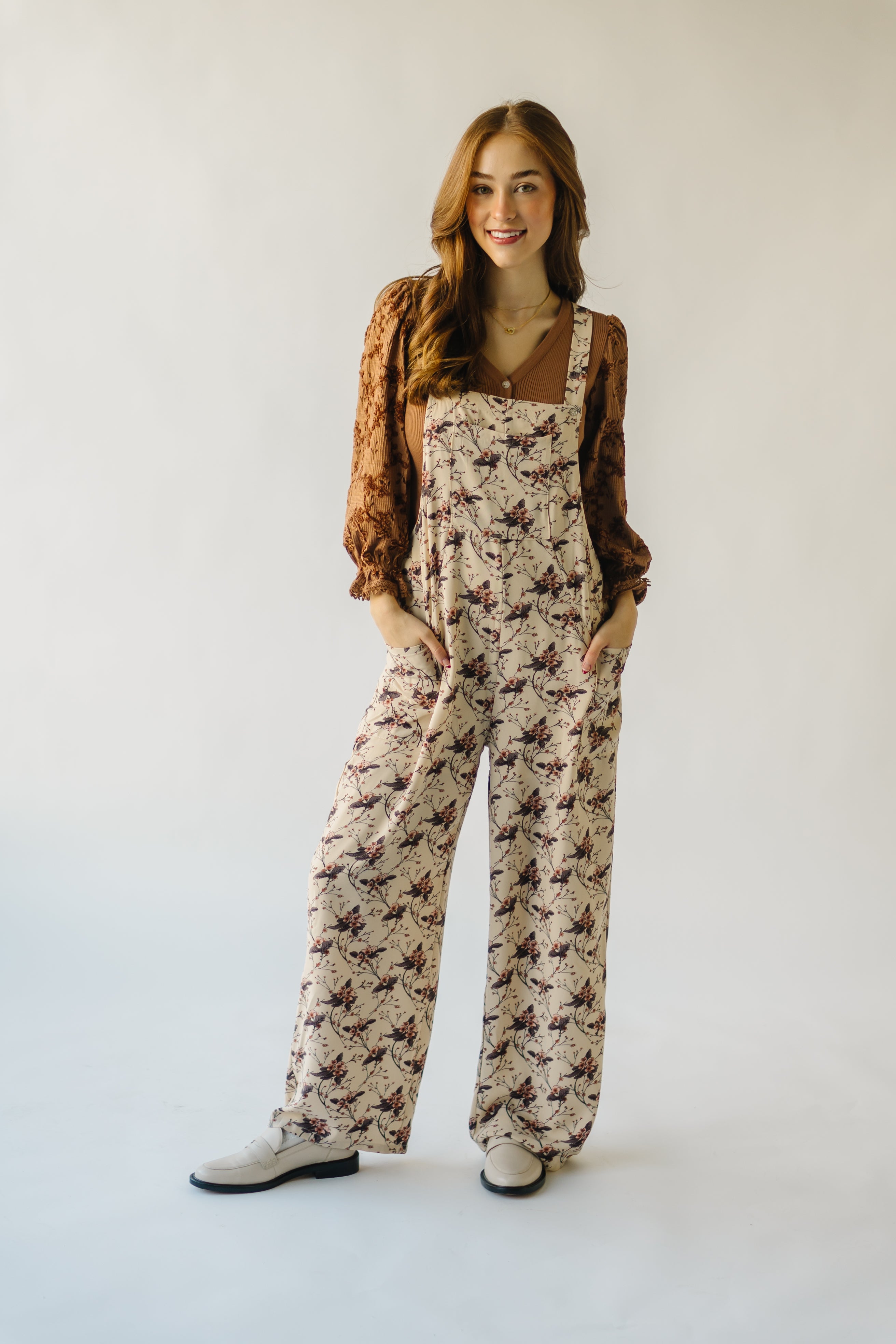 The Marena Patterned Jumpsuit in Cream Floral