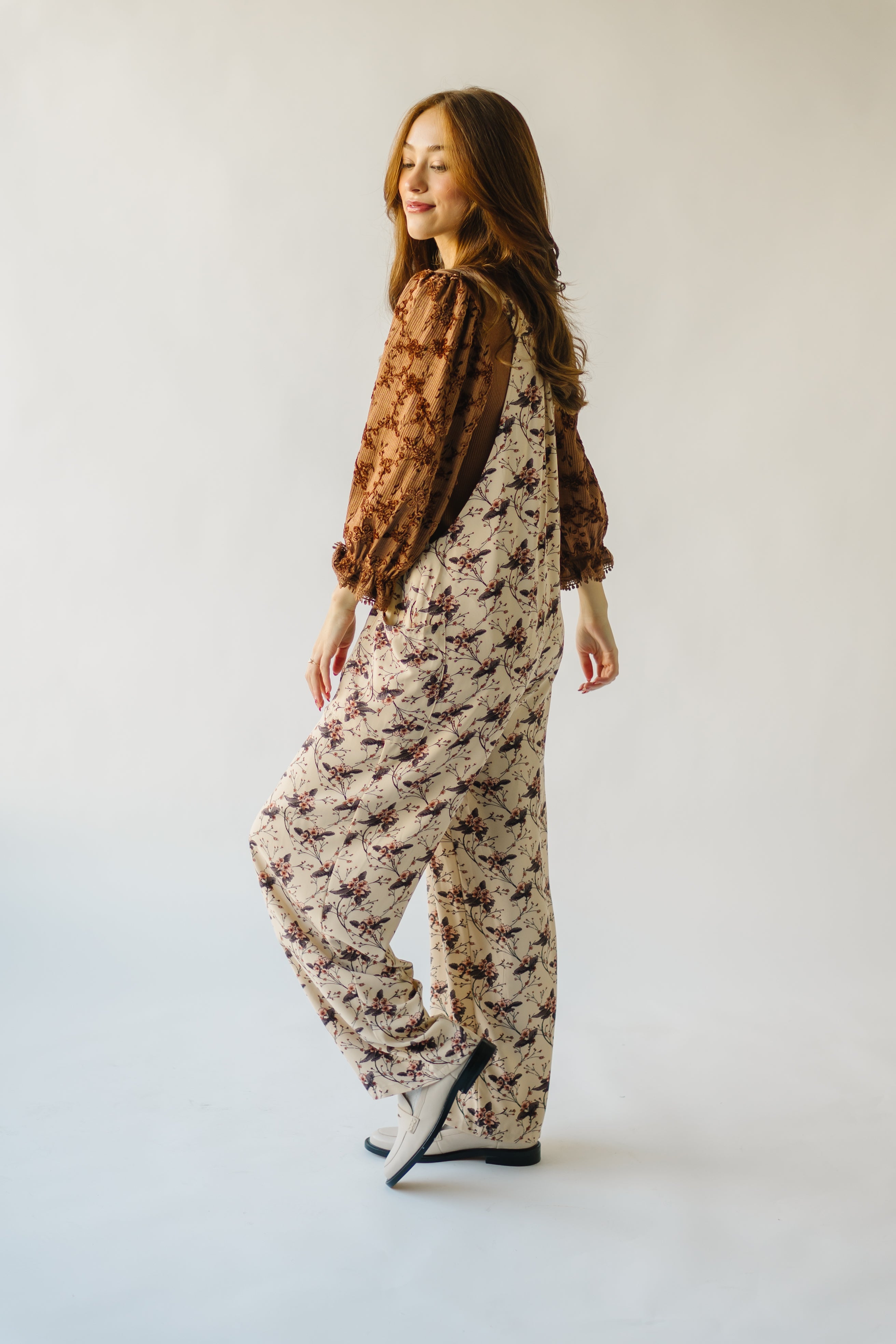 The Marena Patterned Jumpsuit in Cream Floral