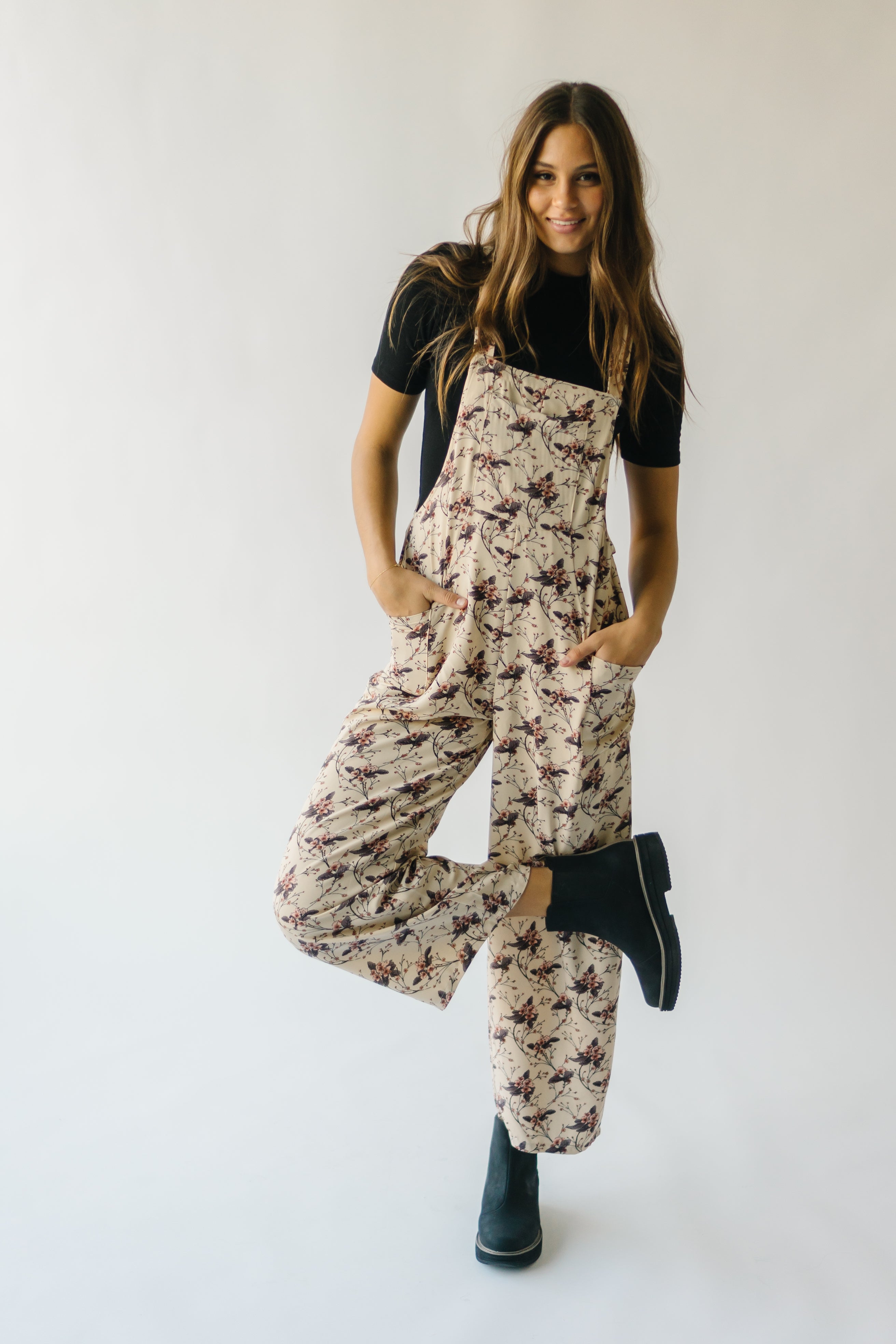 The Marena Patterned Jumpsuit in Cream Floral