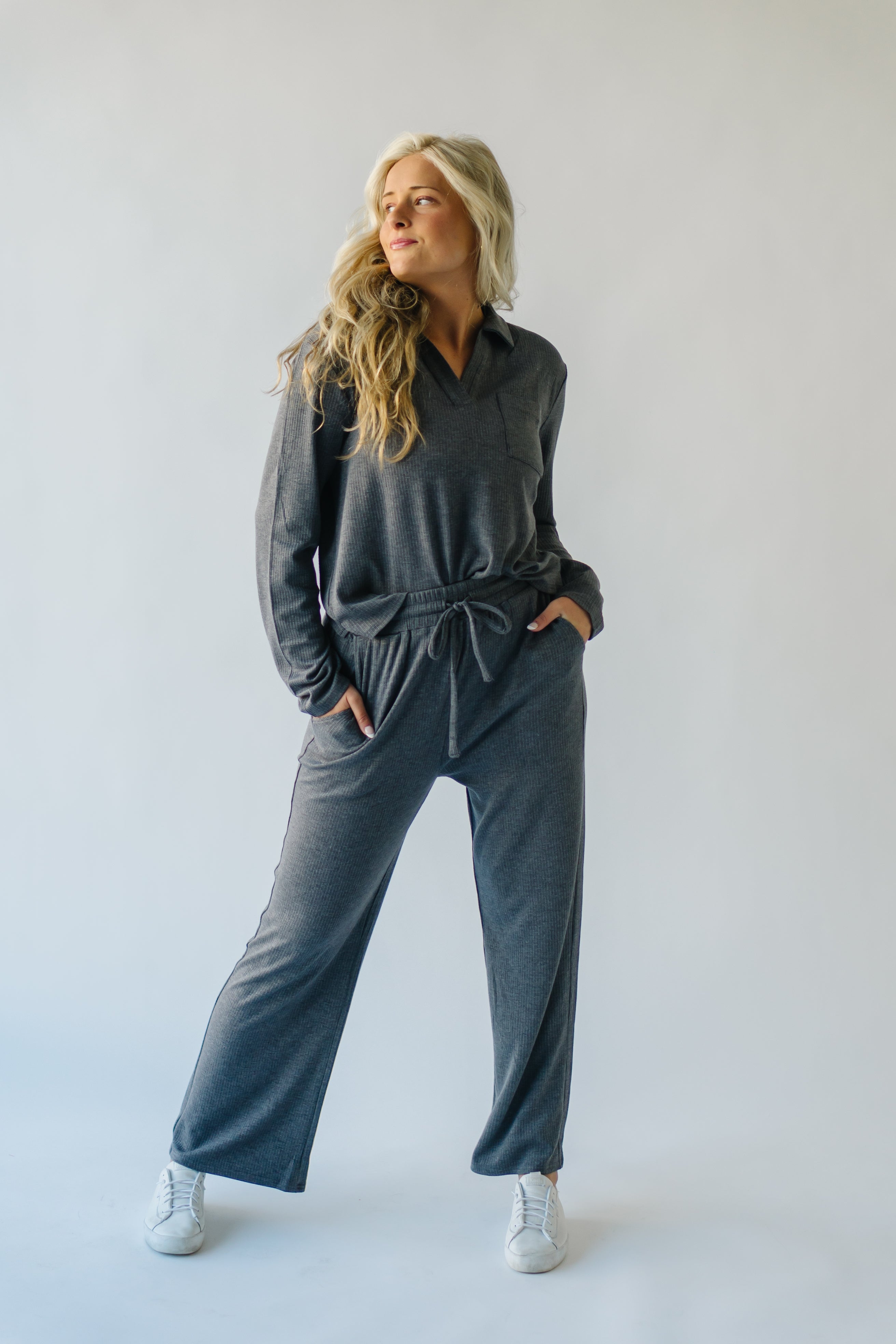 The Newark Textured Knit Pant in Charcoal