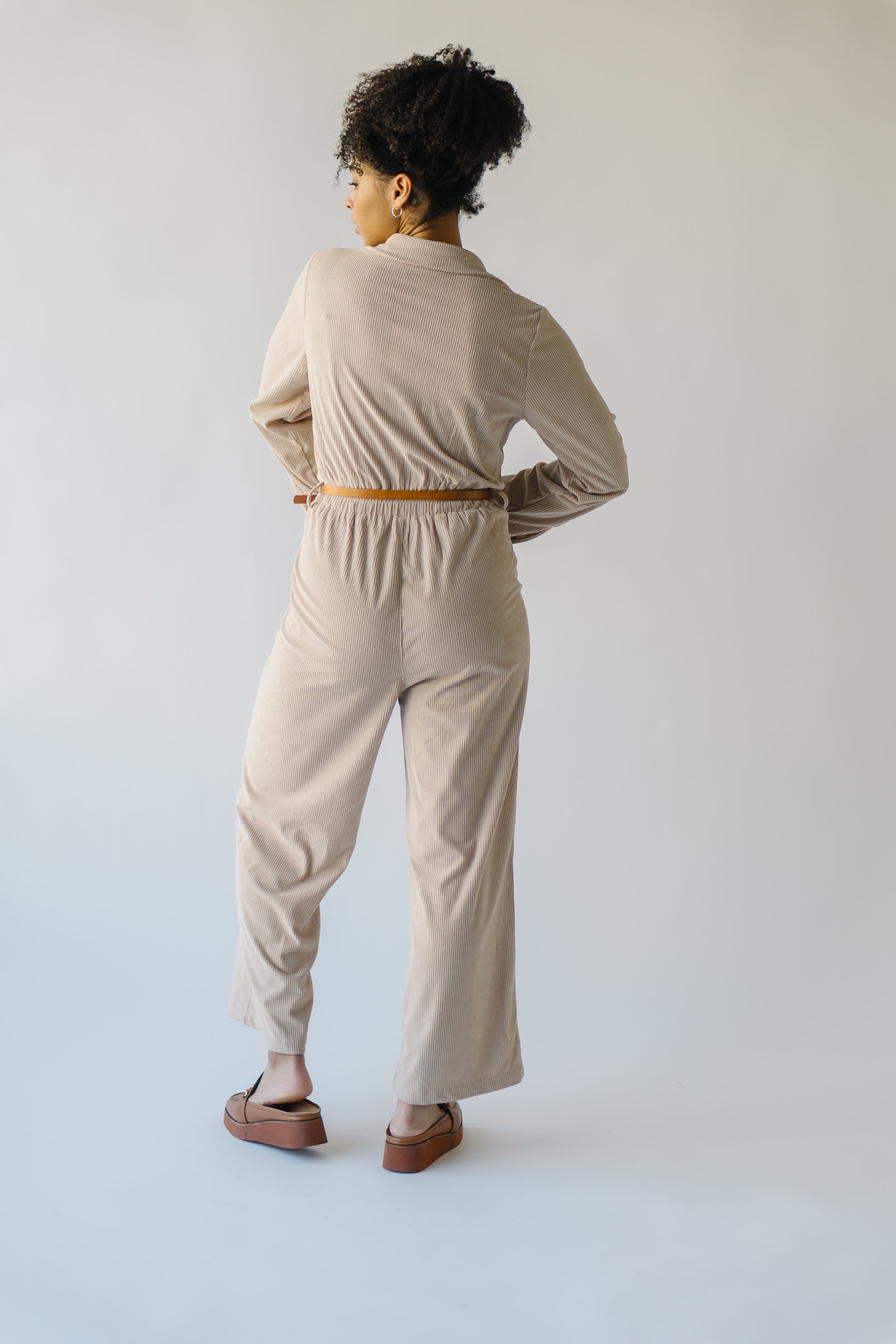 The Punla Corduroy Wide Leg Jumpsuit in Oatmeal