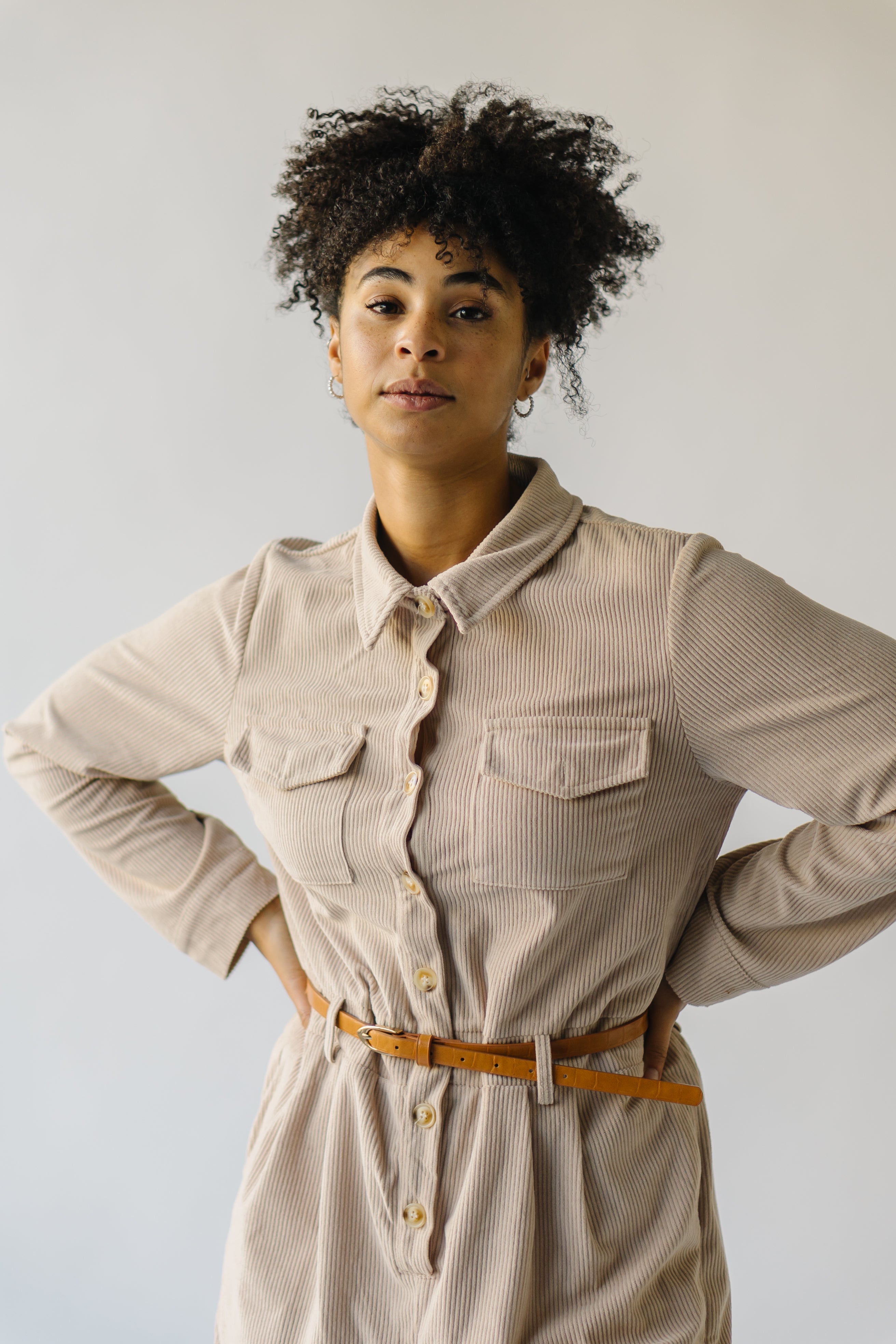 The Punla Corduroy Wide Leg Jumpsuit in Oatmeal