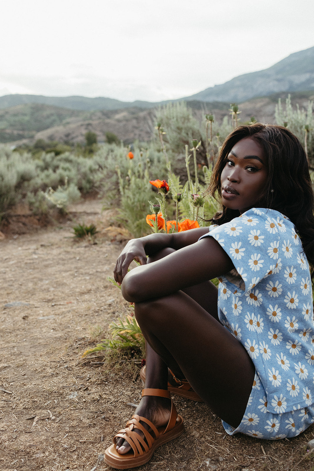 The Reddick Sunflower Print Short in Blue