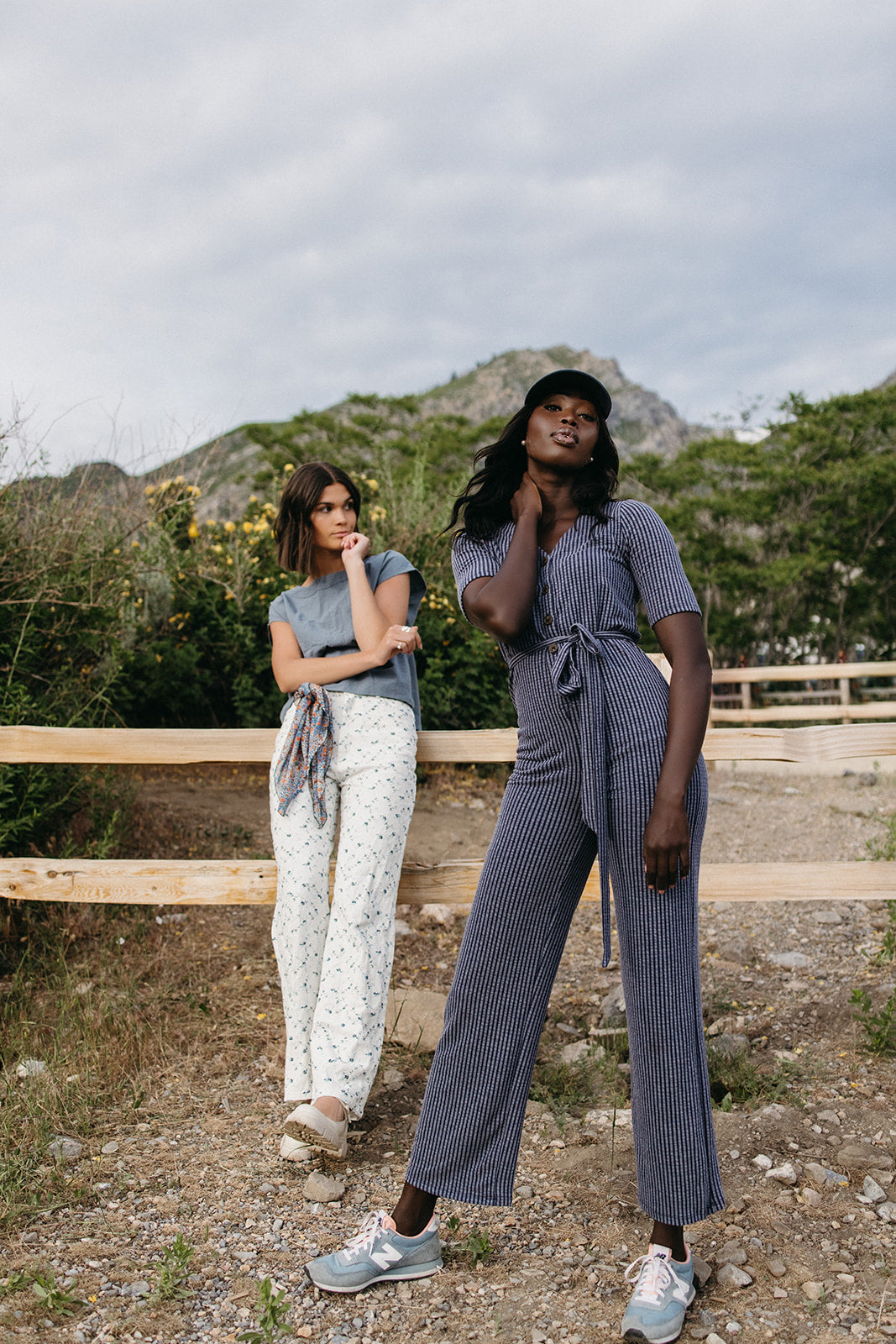 The Susan Belted Jumpsuit in Navy Stripe