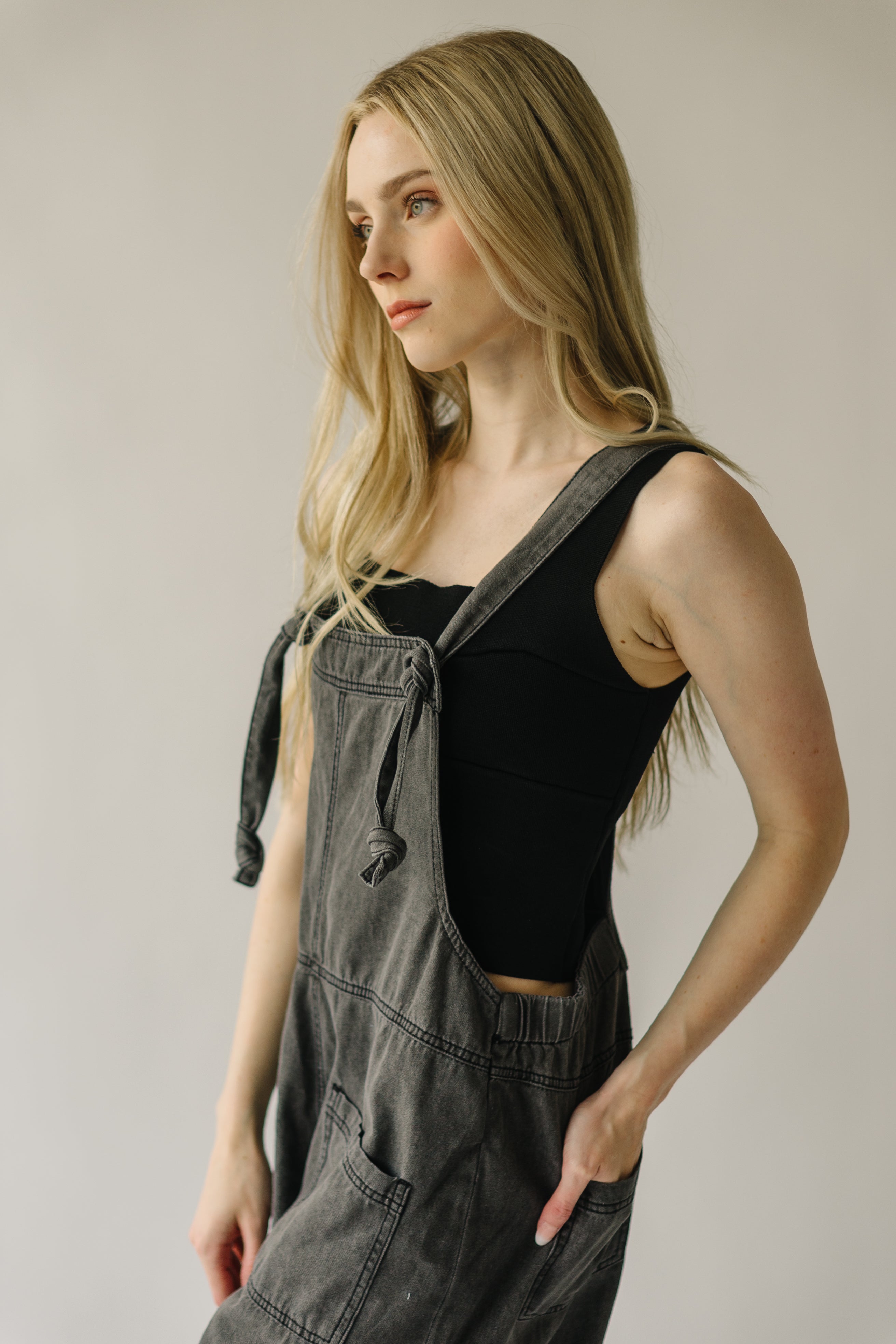 The Traskwood Stone Washed Jumpsuit in Black