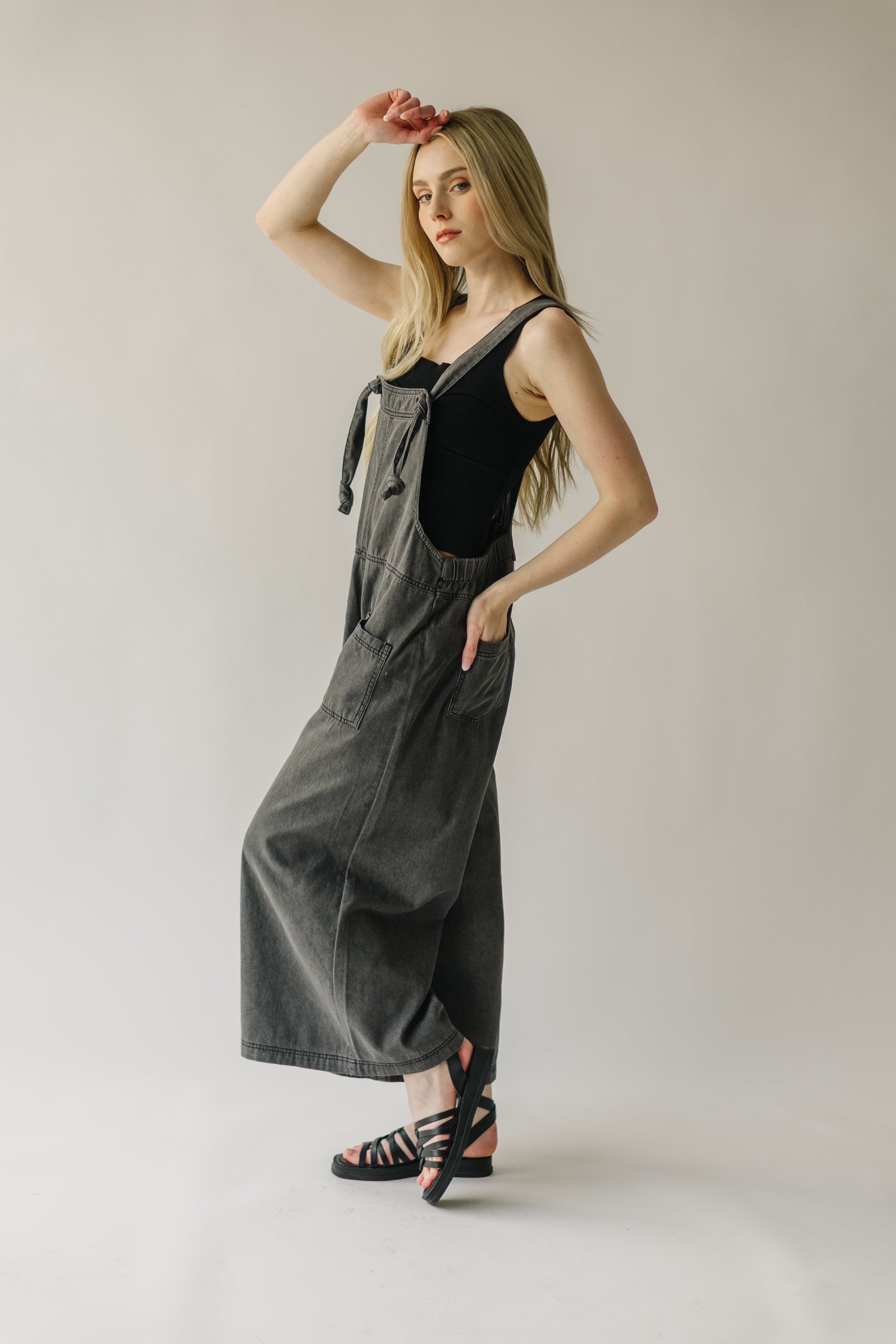 The Traskwood Stone Washed Jumpsuit in Black