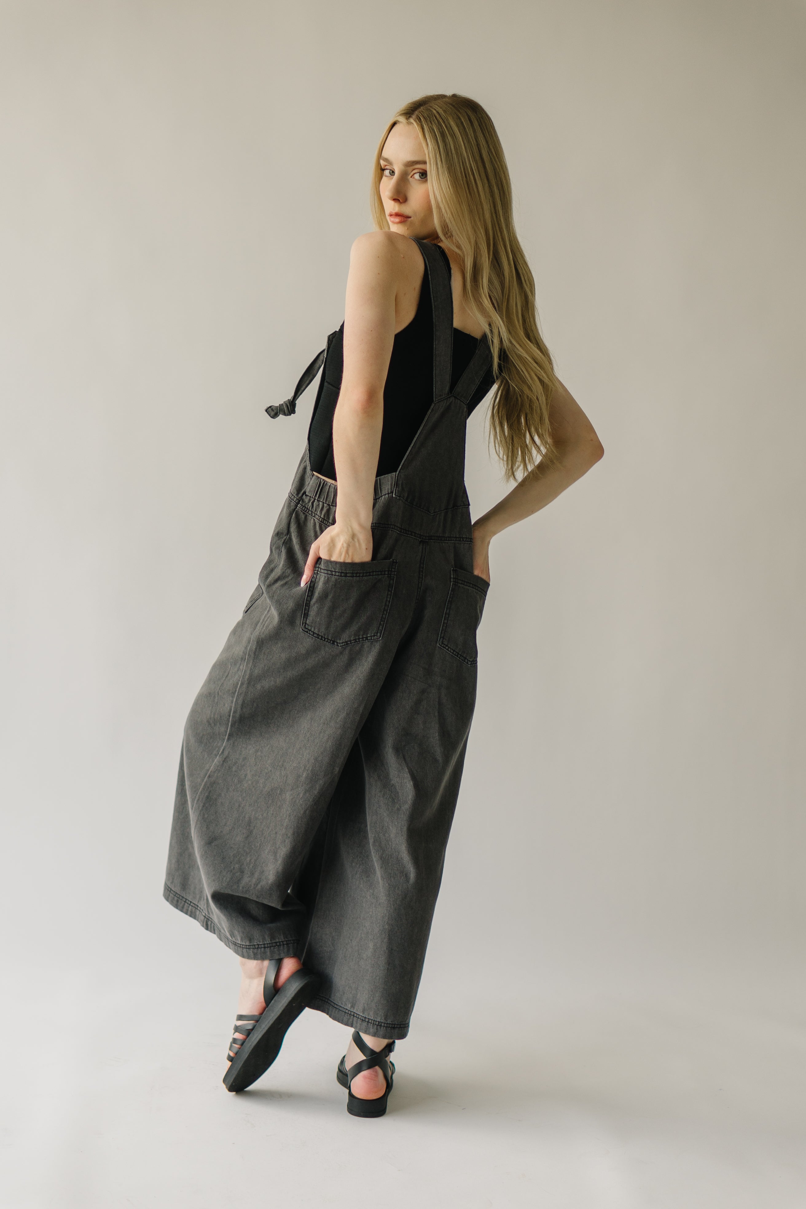 The Traskwood Stone Washed Jumpsuit in Black