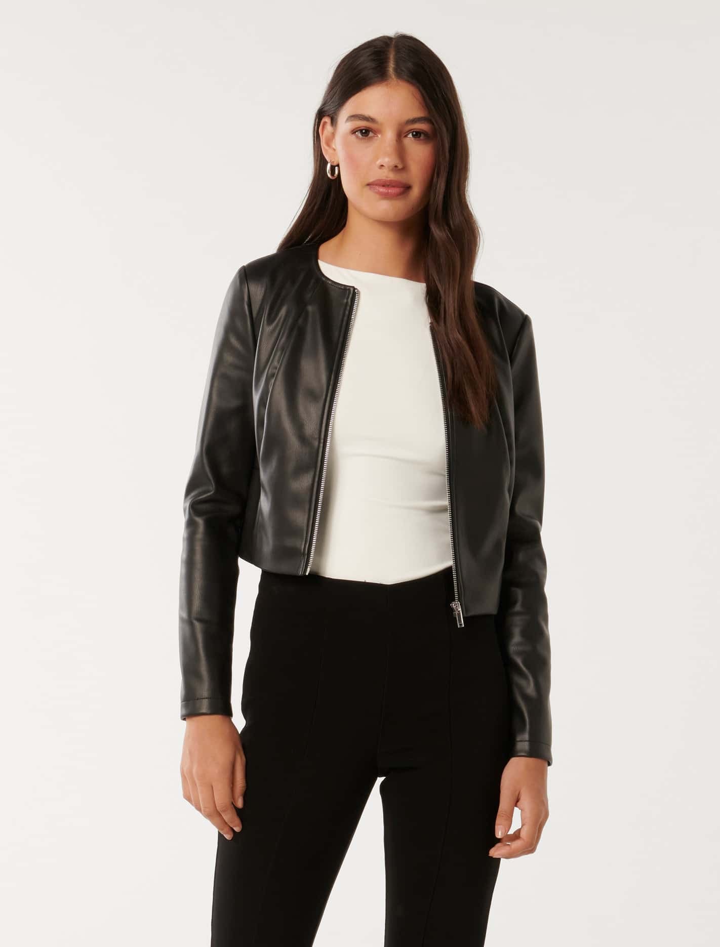 Vikki Collarless Pu Jacket