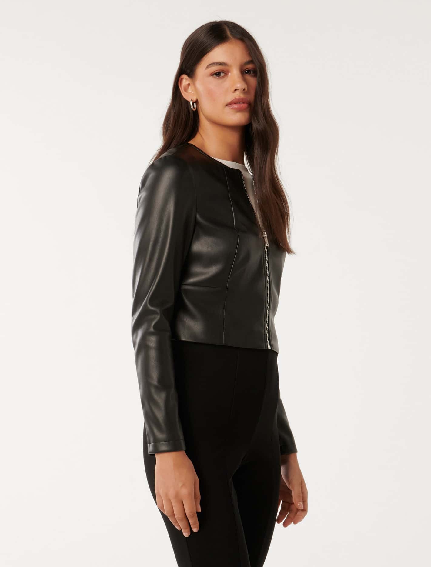 Vikki Collarless Pu Jacket