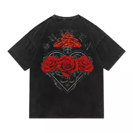 Vintage Acid Wash 3 Rose T-shirt