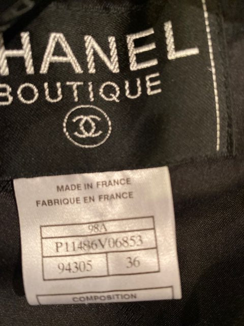 Vintage Chanel 98A, 1998 Fall Double Breasted Black Jacket Blazer FR 36 US 2/4