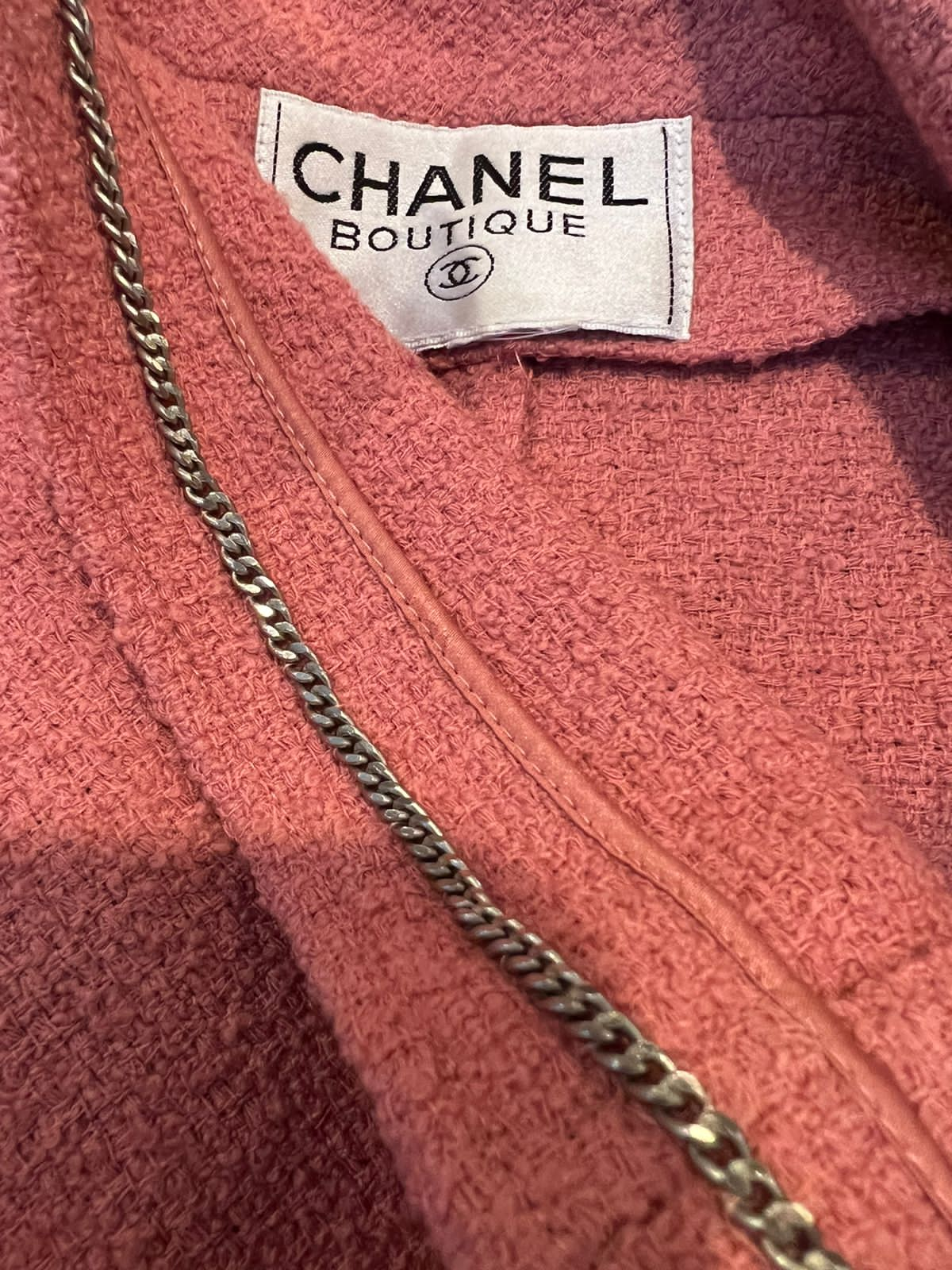 Vintage Chanel 98P, 1998 Spring Mauve Dusty Pink jacket blazer US 10/12